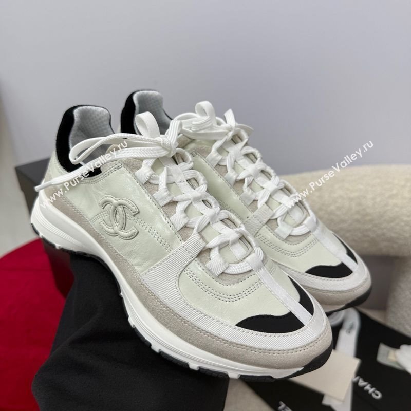 Chanel Shiny Calfskin Suede Sneakers White 2025 G46609 (SS-250901041)