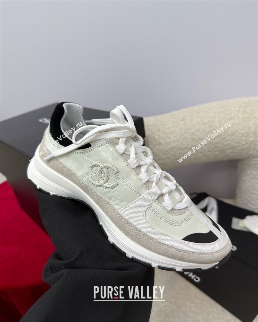 Chanel Shiny Calfskin Suede Sneakers White 2025 G46609 (SS-250901041)