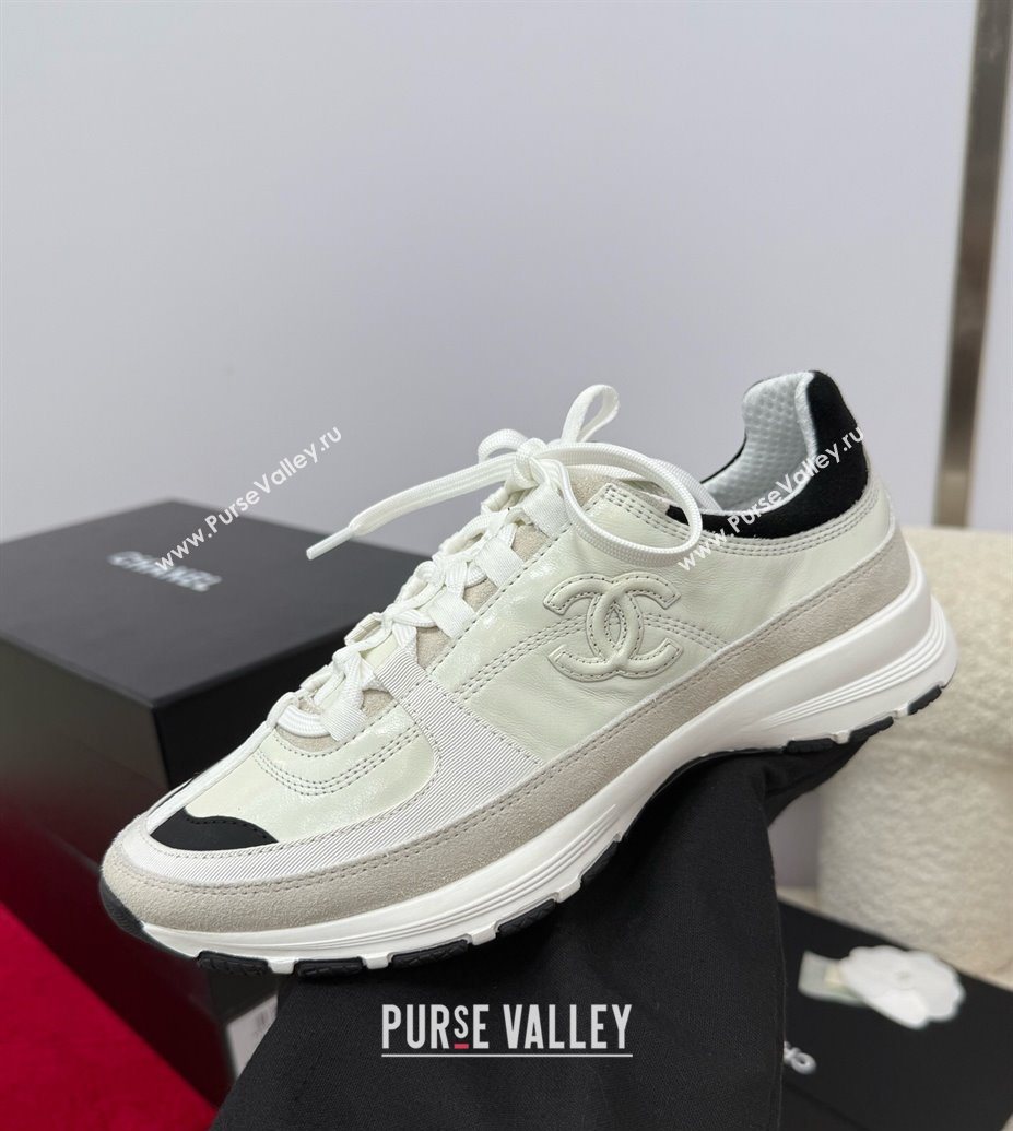 Chanel Shiny Calfskin Suede Sneakers White 2025 G46609 (SS-250901041)