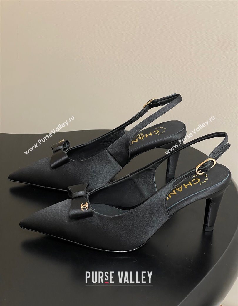 Chanel Silk Satin Slingbacks Pumps 7.5cm Black 2025 G46547 (MD-250901168)