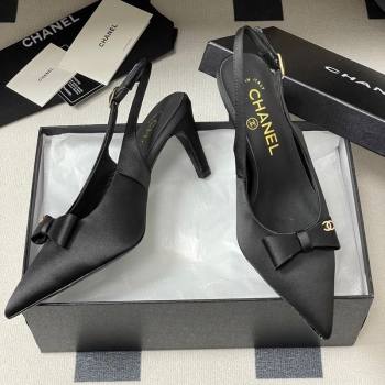 Chanel Silk Satin Slingbacks Pumps 7.5cm Black 2025 G46547 (MD-250901168)
