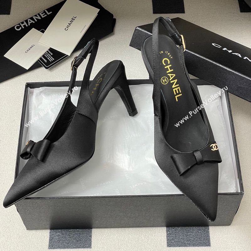 Chanel Silk Satin Slingbacks Pumps 7.5cm Black 2025 G46547 (MD-250901168)