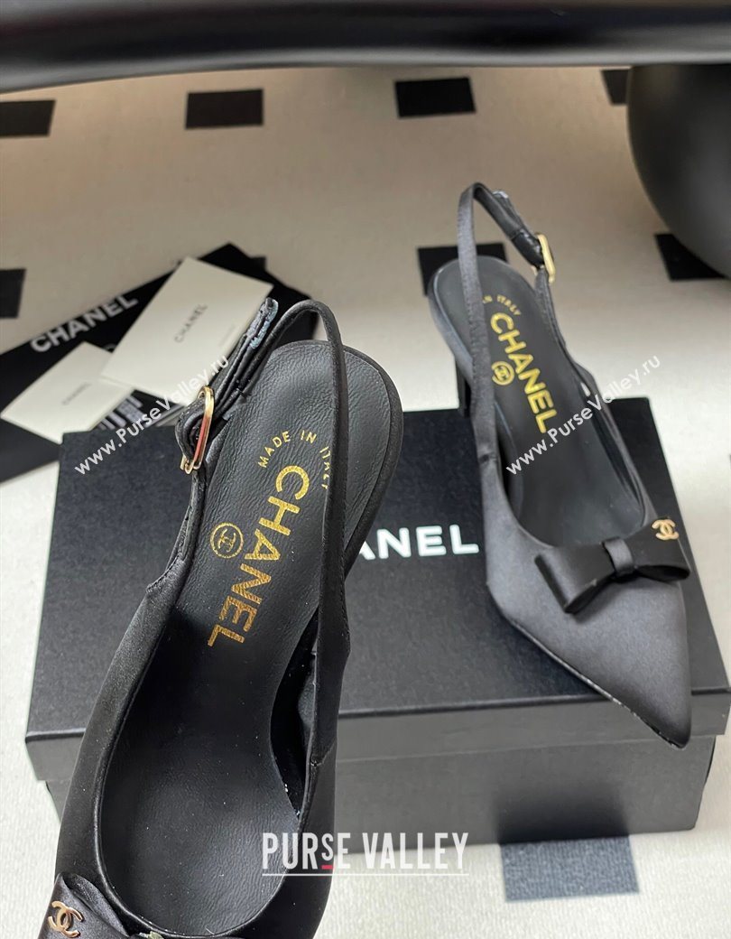 Chanel Silk Satin Slingbacks Pumps 7.5cm Black 2025 G46547 (MD-250901168)