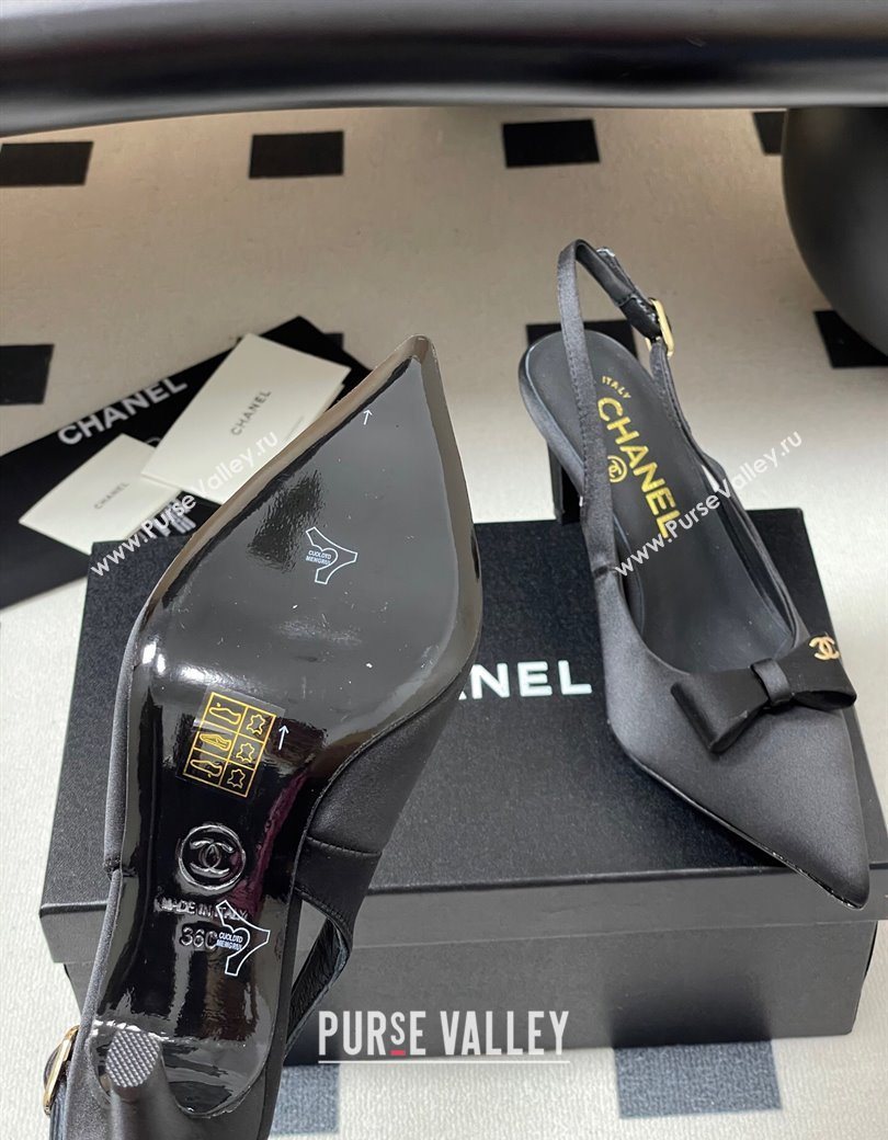 Chanel Silk Satin Slingbacks Pumps 7.5cm Black 2025 G46547 (MD-250901168)