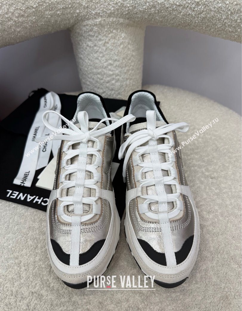 Chanel Laminated Calfskin Suede Sneakers Light Gold 2025 G46609 (SS-250901043)