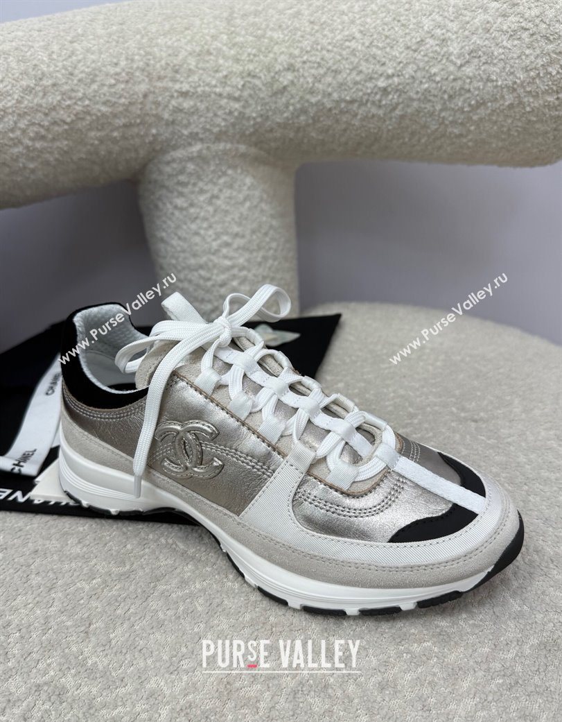 Chanel Laminated Calfskin Suede Sneakers Light Gold 2025 G46609 (SS-250901043)