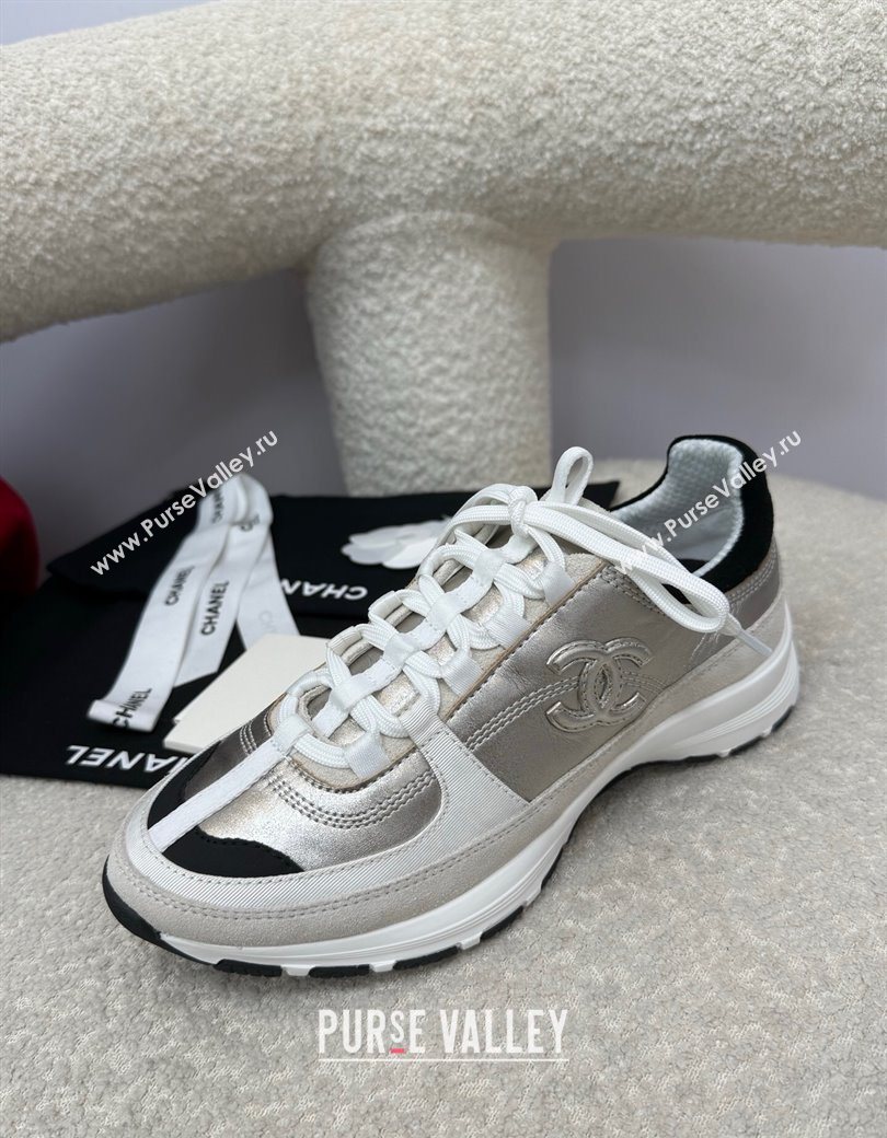 Chanel Laminated Calfskin Suede Sneakers Light Gold 2025 G46609 (SS-250901043)