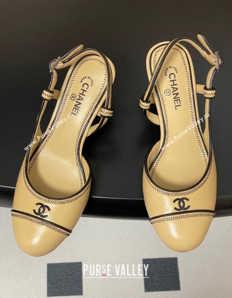 Chanel Vintage Lambskin Slingbacks Pumps 6.5cm Beige 2025 CH090116 (MD-250901173)