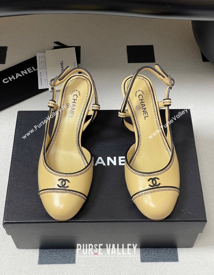 Chanel Vintage Lambskin Slingbacks Pumps 6.5cm Beige 2025 CH090116 (MD-250901173)