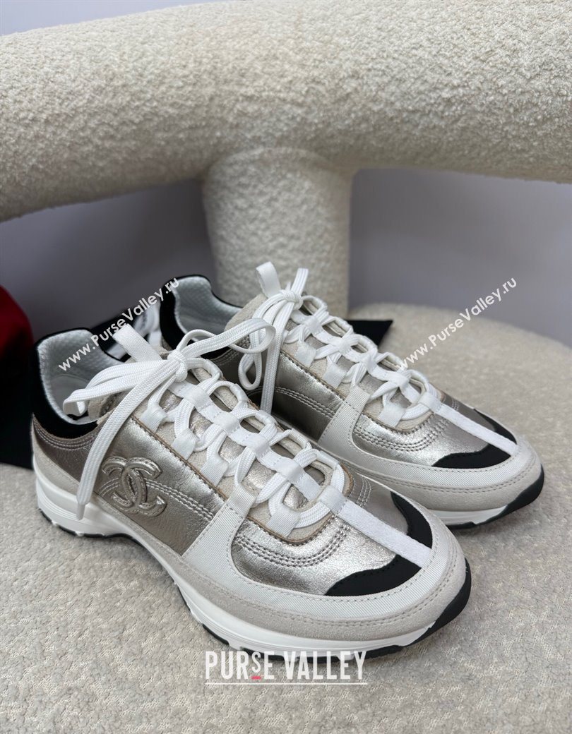 Chanel Laminated Calfskin Suede Sneakers Light Gold 2025 G46609 (SS-250901043)