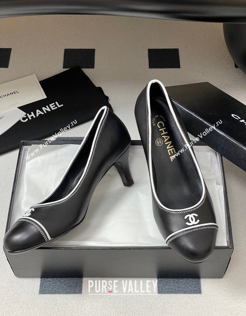 Chanel Vintage Lambskin Leather Pumps 6.5cm Black 2025 CH090116 (MD-250901174)
