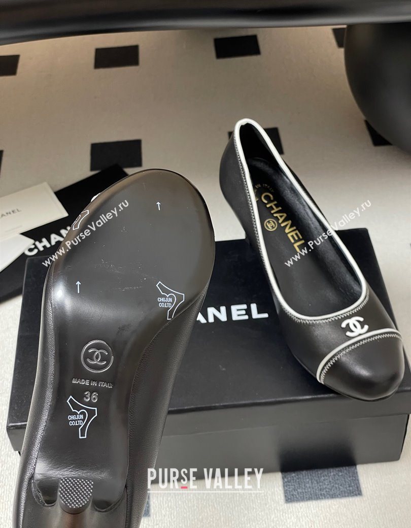 Chanel Vintage Lambskin Leather Pumps 6.5cm Black 2025 CH090116 (MD-250901174)