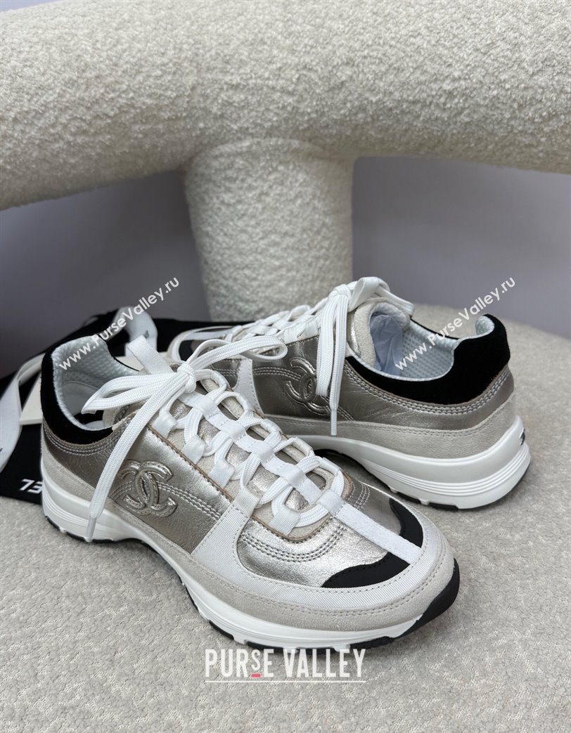 Chanel Laminated Calfskin Suede Sneakers Light Gold 2025 G46609 (SS-250901043)