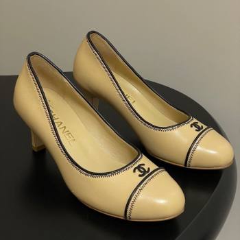 Chanel Vintage Lambskin Leather Pumps 6.5cm Beige 2025 CH090116 (MD-250901176)