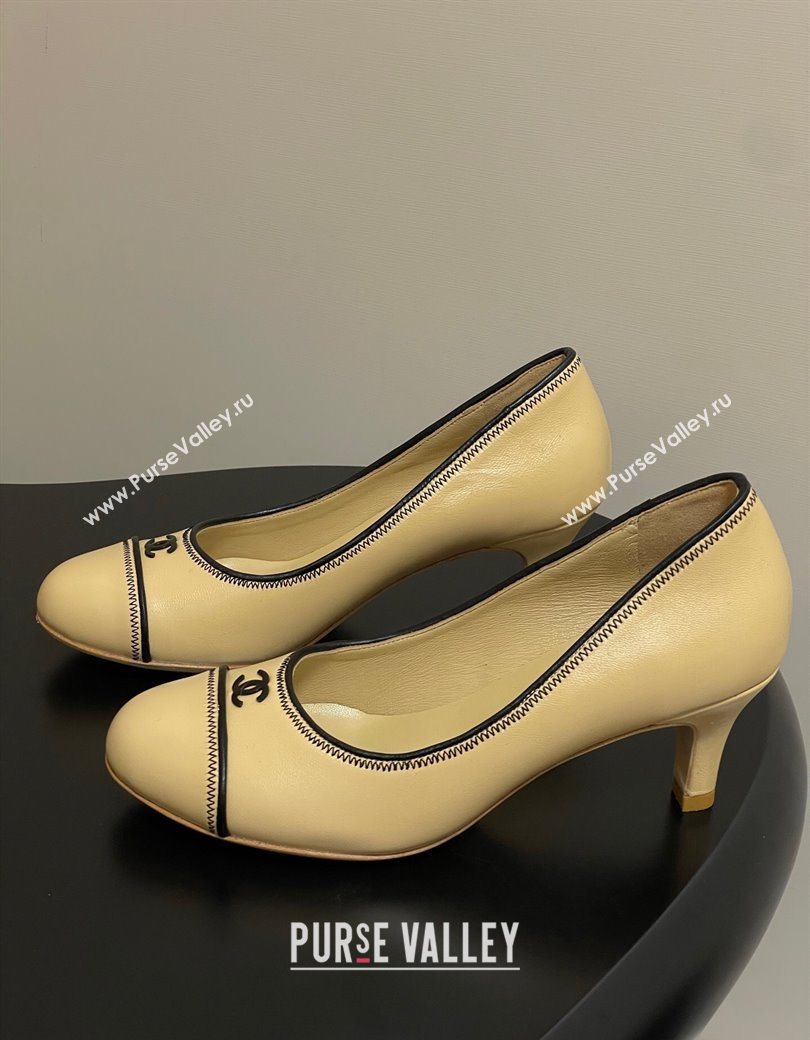 Chanel Vintage Lambskin Leather Pumps 6.5cm Beige 2025 CH090116 (MD-250901176)