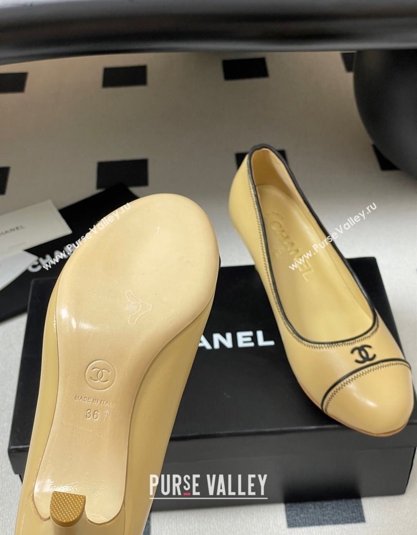 Chanel Vintage Lambskin Leather Pumps 6.5cm Beige 2025 CH090116 (MD-250901176)