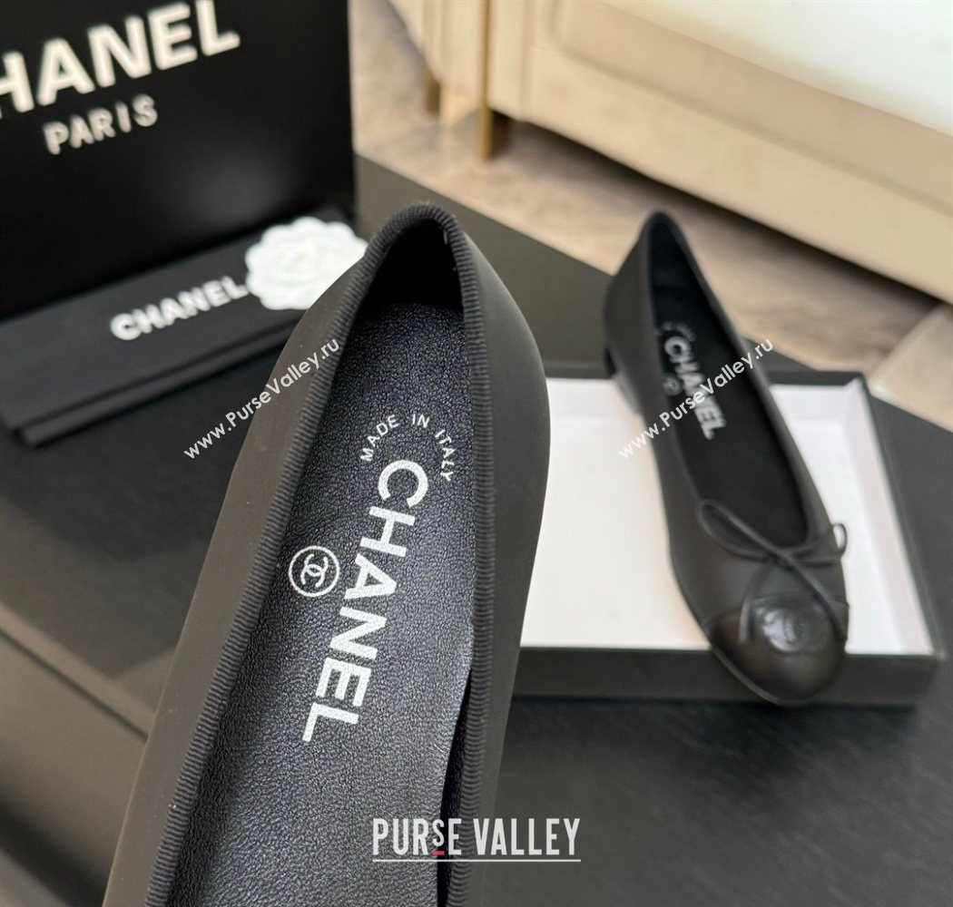Chanel Classic Lambskin Leather Ballet Flats with Bow Black 2025 0901 (MD-250901002)