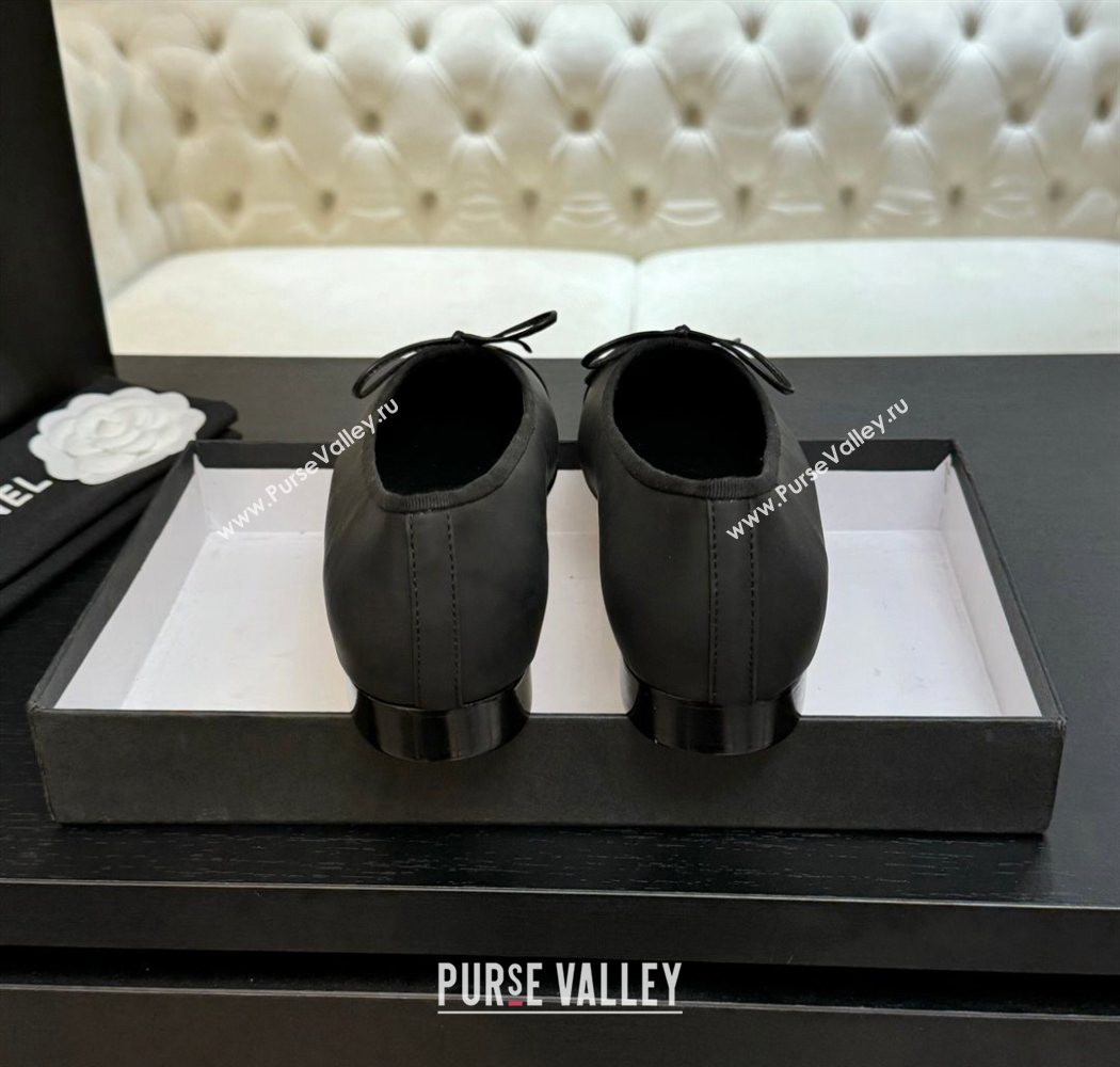 Chanel Classic Lambskin Leather Ballet Flats with Bow Black 2025 0901 (MD-250901002)
