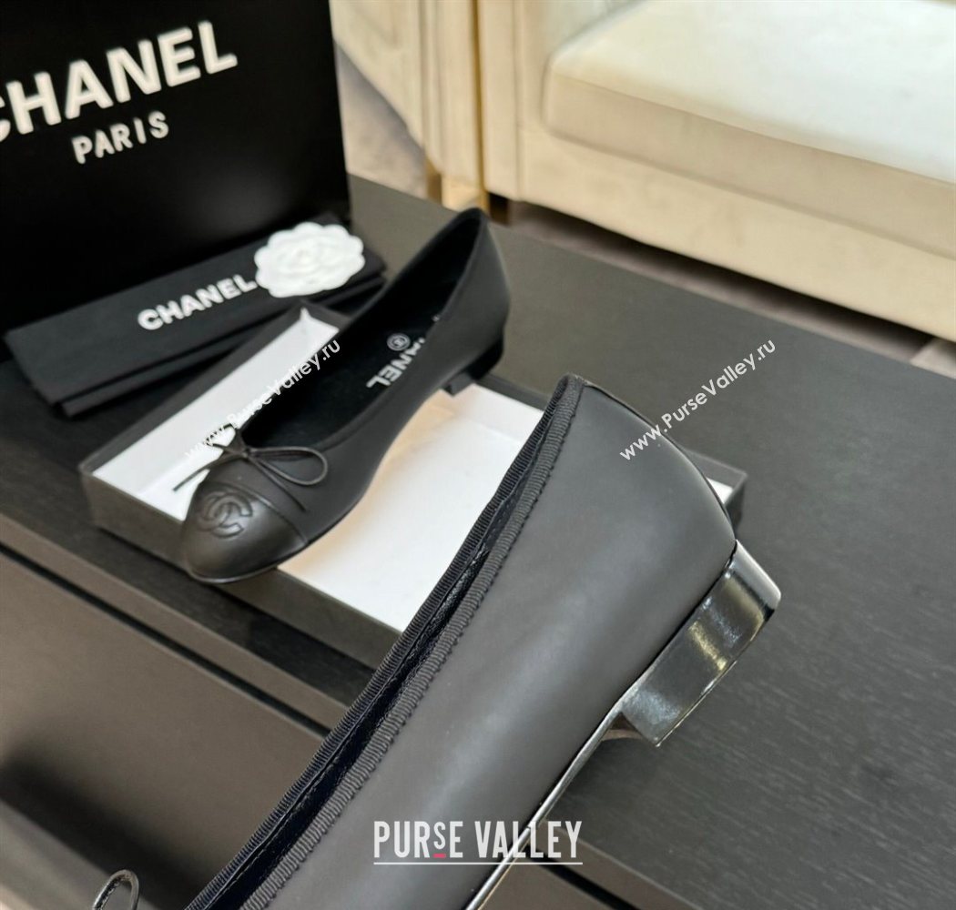 Chanel Classic Lambskin Leather Ballet Flats with Bow Black 2025 0901 (MD-250901002)
