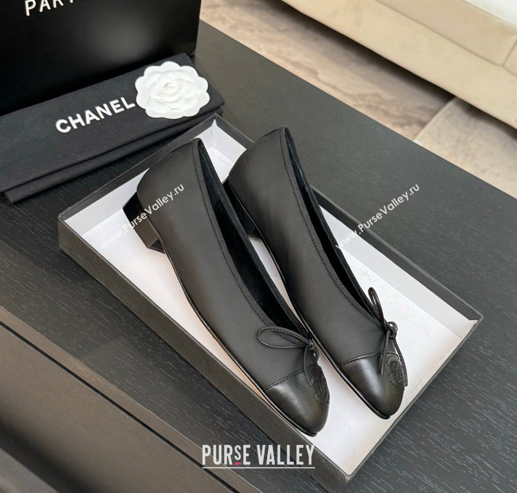 Chanel Classic Lambskin Leather Ballet Flats with Bow Black 2025 0901 (MD-250901002)