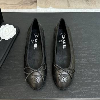 Chanel Classic Quilted Lambskin Ballet Flats with Bow Black 2025 0901 (MD-250901006)