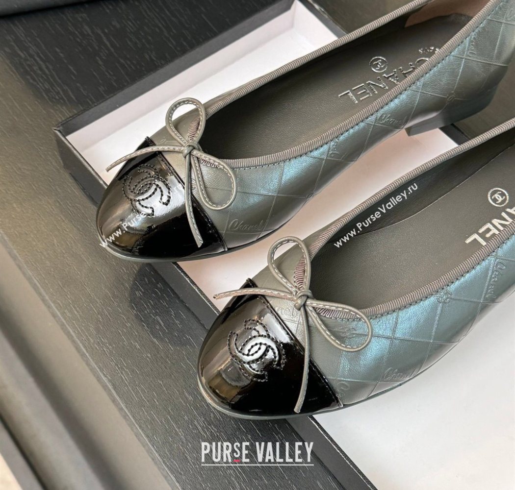 Chanel Classic Quilted CC Lambskin Patent Calfskin Ballet Flats with Bow Black 2025 (MD-250901014)