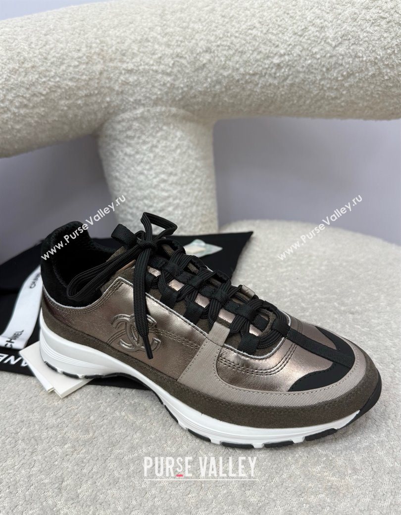 Chanel Laminated Calfskin Suede Sneakers Bronze 2025 G46609 (SS-250901045)