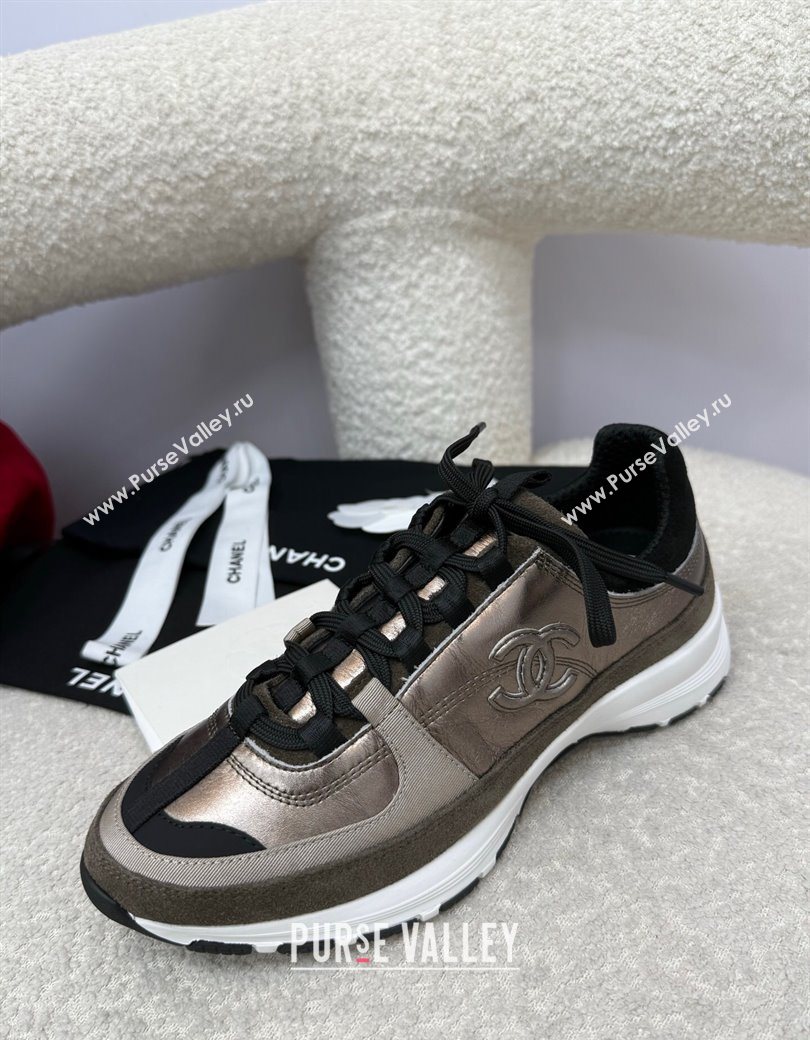 Chanel Laminated Calfskin Suede Sneakers Bronze 2025 G46609 (SS-250901045)