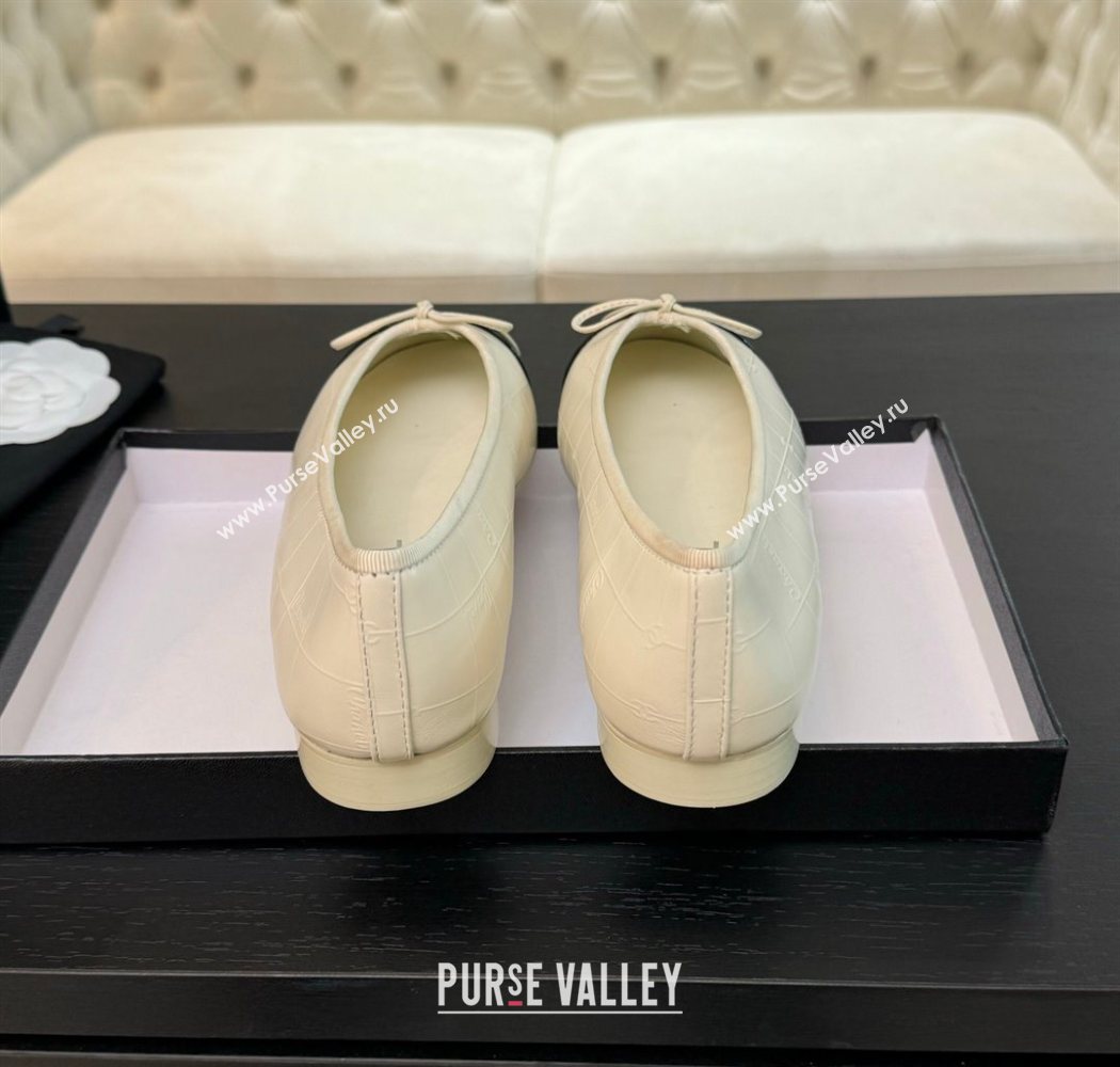 Chanel Classic Quilted CC Lambskin Patent Calfskin Ballet Flats with Bow White 2025 (MD-250901016)