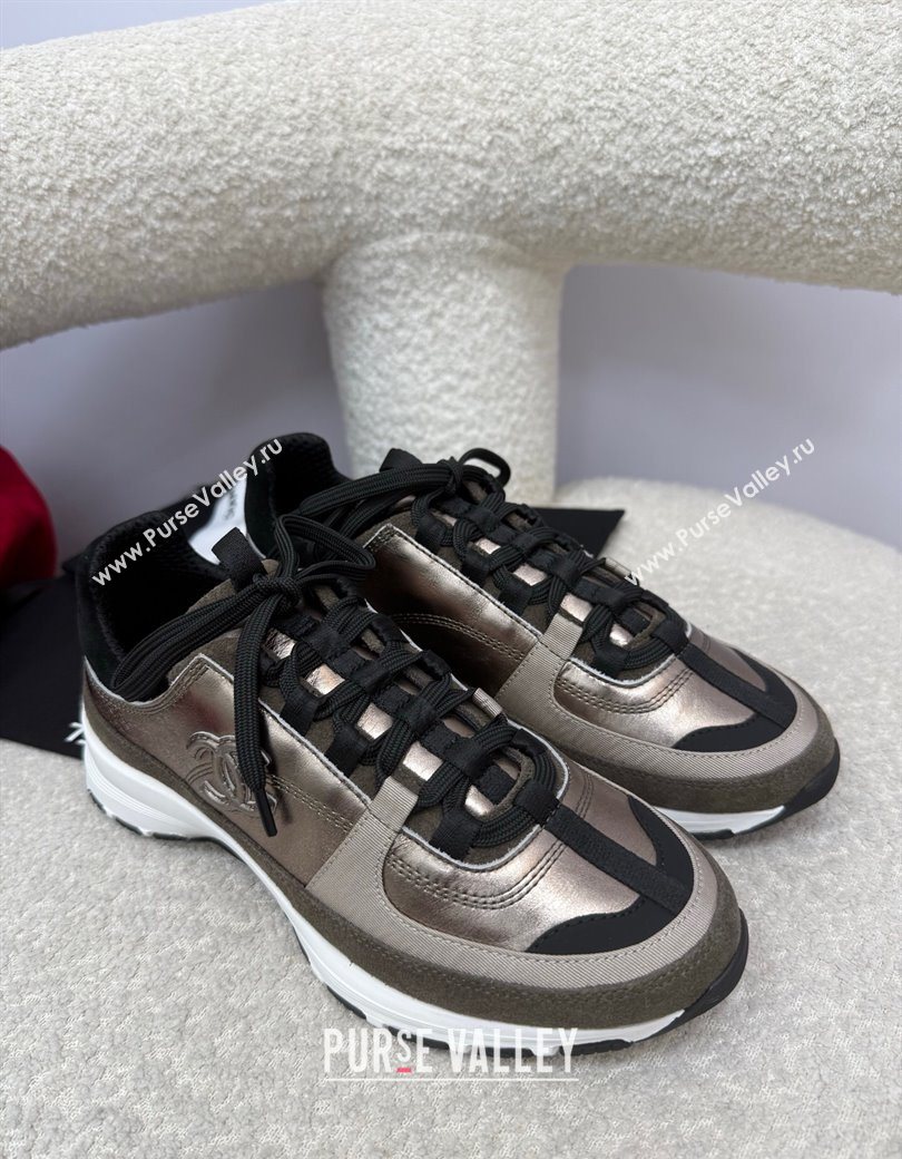 Chanel Laminated Calfskin Suede Sneakers Bronze 2025 G46609 (SS-250901045)