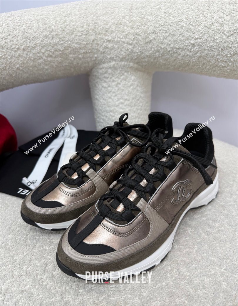 Chanel Laminated Calfskin Suede Sneakers Bronze 2025 G46609 (SS-250901045)