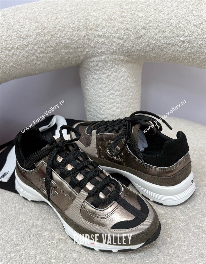 Chanel Laminated Calfskin Suede Sneakers Bronze 2025 G46609 (SS-250901045)