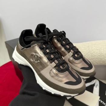 Chanel Laminated Calfskin Suede Sneakers Bronze 2025 G46609 (SS-250901045)
