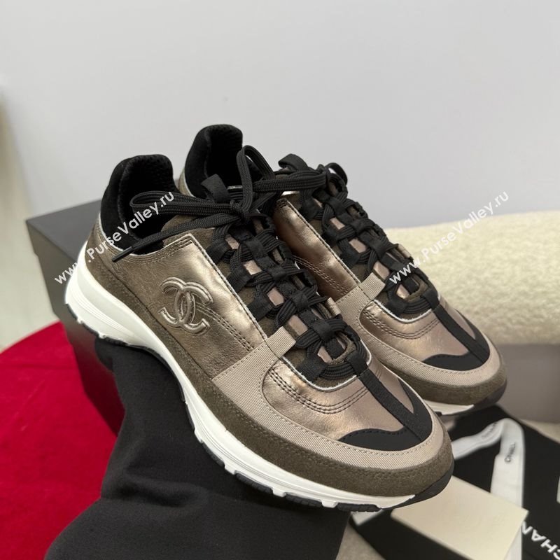Chanel Laminated Calfskin Suede Sneakers Bronze 2025 G46609 (SS-250901045)