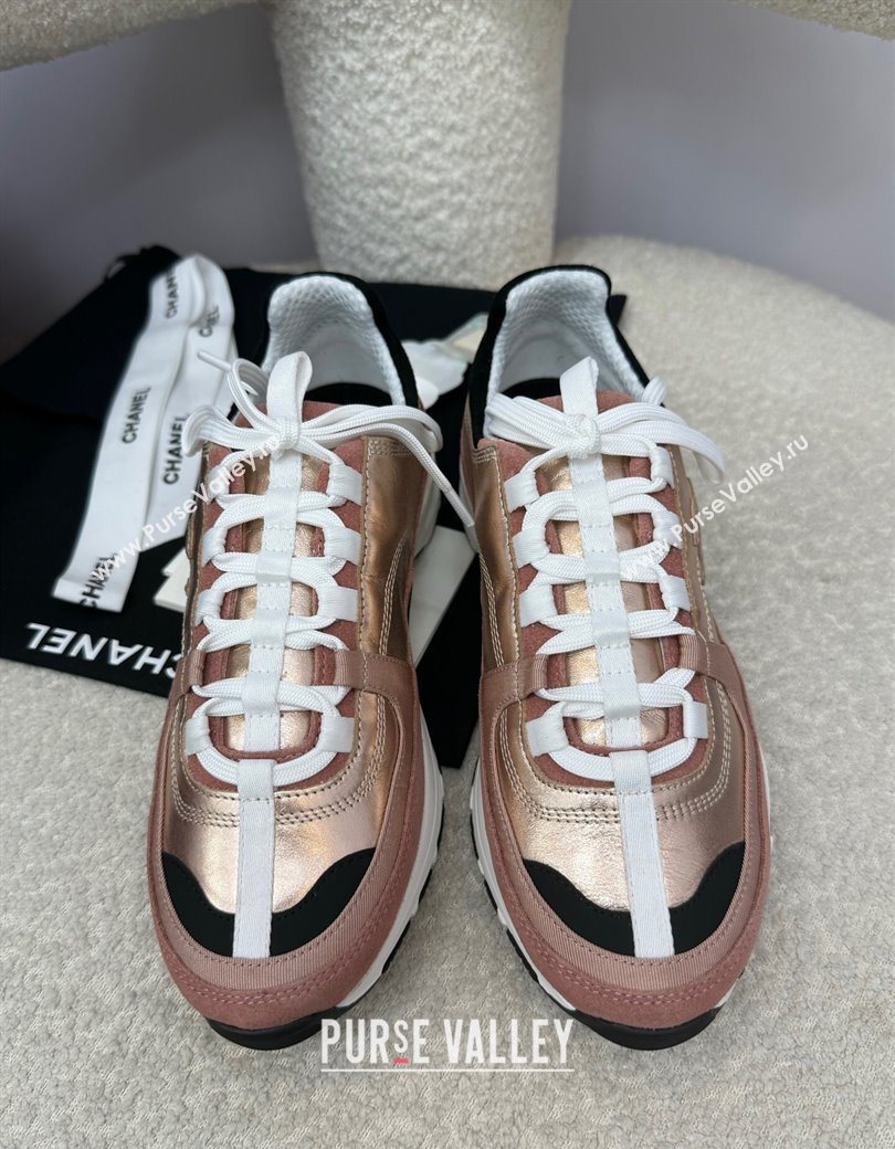 Chanel Laminated Calfskin Suede Sneakers Champagne 2025 G46609 (SS-250901047)