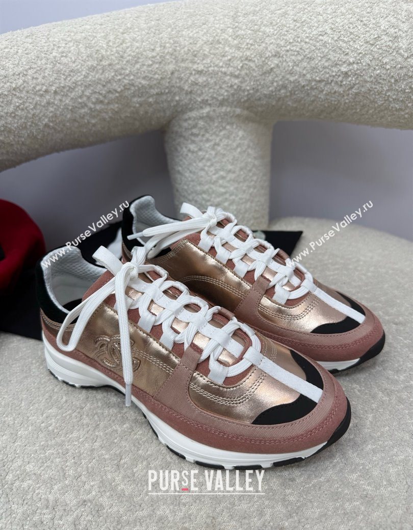 Chanel Laminated Calfskin Suede Sneakers Champagne 2025 G46609 (SS-250901047)