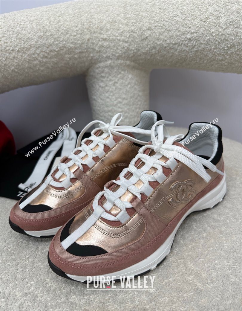 Chanel Laminated Calfskin Suede Sneakers Champagne 2025 G46609 (SS-250901047)