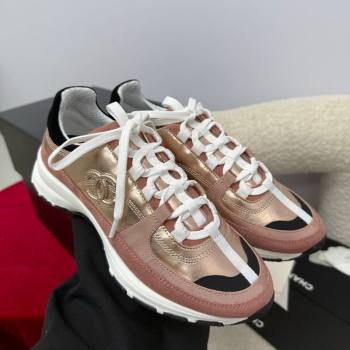 Chanel Laminated Calfskin Suede Sneakers Champagne 2025 G46609 (SS-250901047)