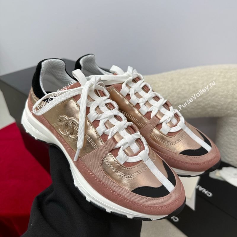 Chanel Laminated Calfskin Suede Sneakers Champagne 2025 G46609 (SS-250901047)