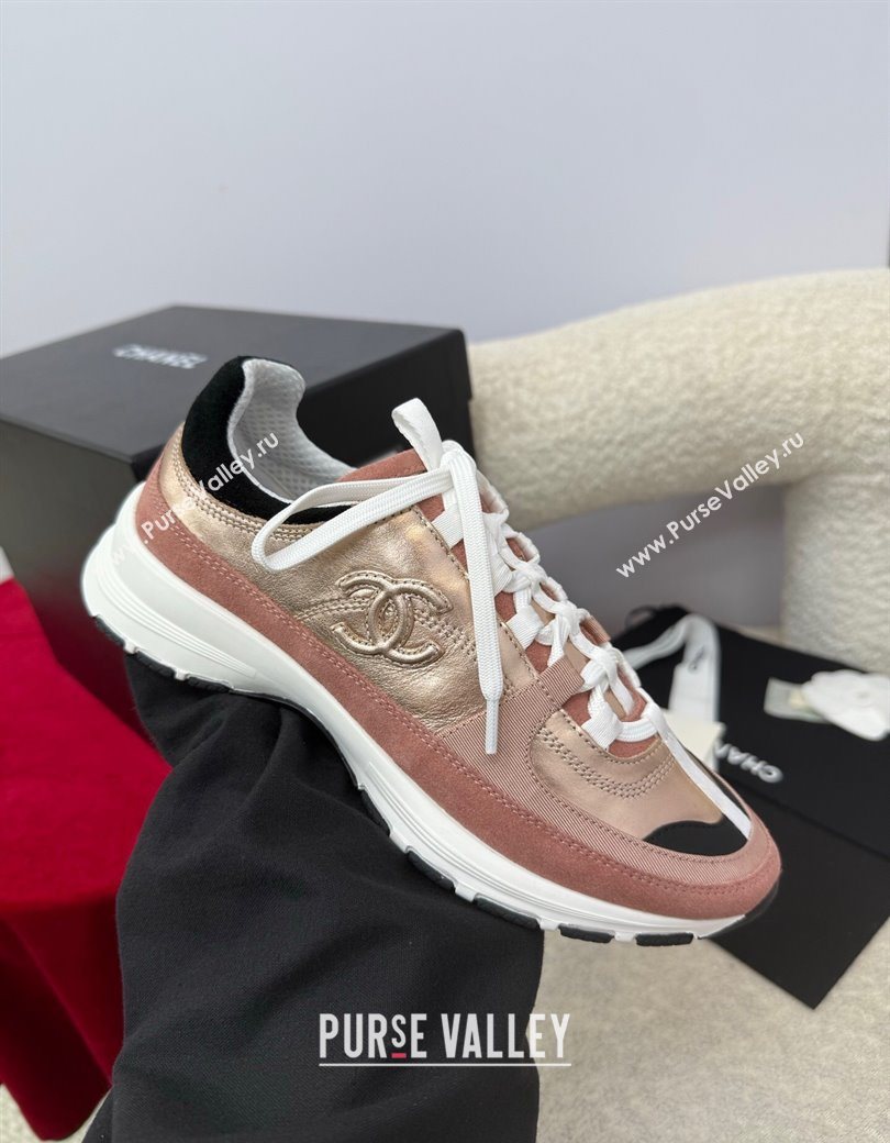Chanel Laminated Calfskin Suede Sneakers Champagne 2025 G46609 (SS-250901047)