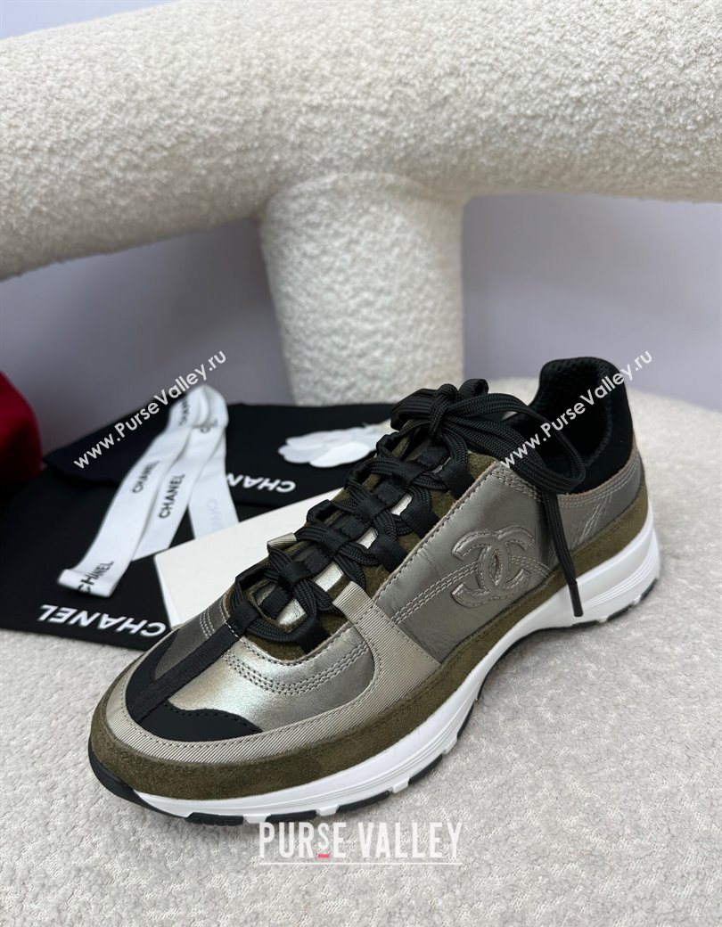 Chanel Laminated Calfskin Suede Sneakers Green 2025 G46609 (SS-250901048)