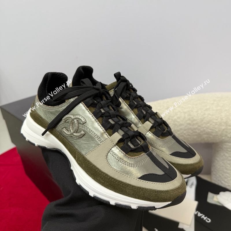 Chanel Laminated Calfskin Suede Sneakers Green 2025 G46609 (SS-250901048)
