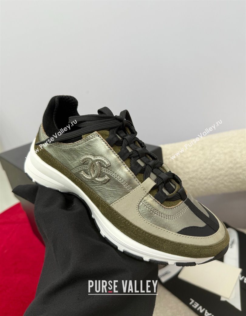 Chanel Laminated Calfskin Suede Sneakers Green 2025 G46609 (SS-250901048)