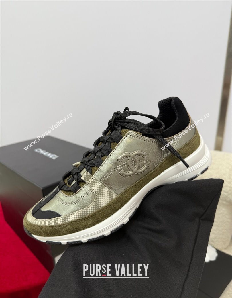 Chanel Laminated Calfskin Suede Sneakers Green 2025 G46609 (SS-250901048)