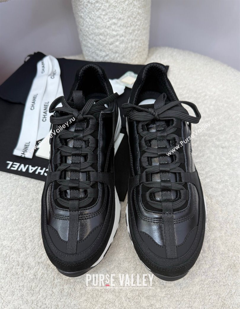 Chanel Shiny Calfskin Suede Sneakers Black 2025 G46609 (SS-250901042)