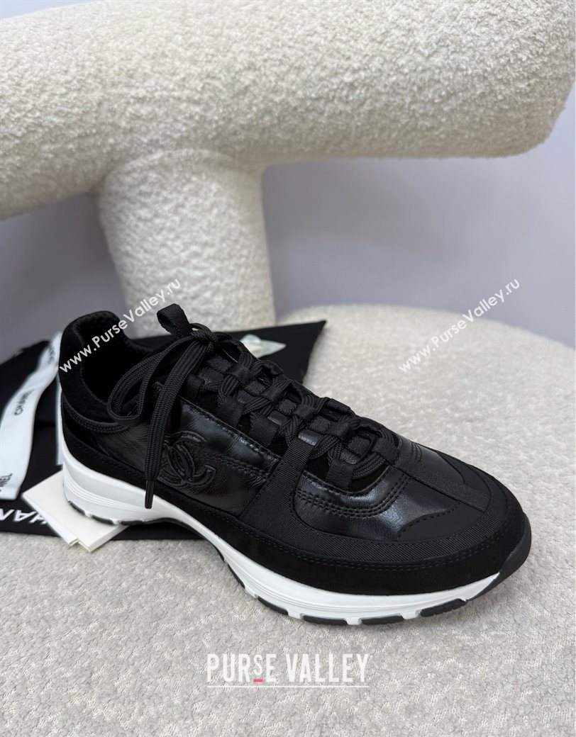 Chanel Shiny Calfskin Suede Sneakers Black 2025 G46609 (SS-250901042)