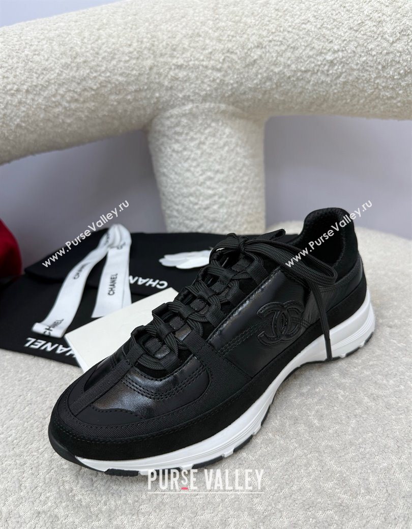 Chanel Shiny Calfskin Suede Sneakers Black 2025 G46609 (SS-250901042)