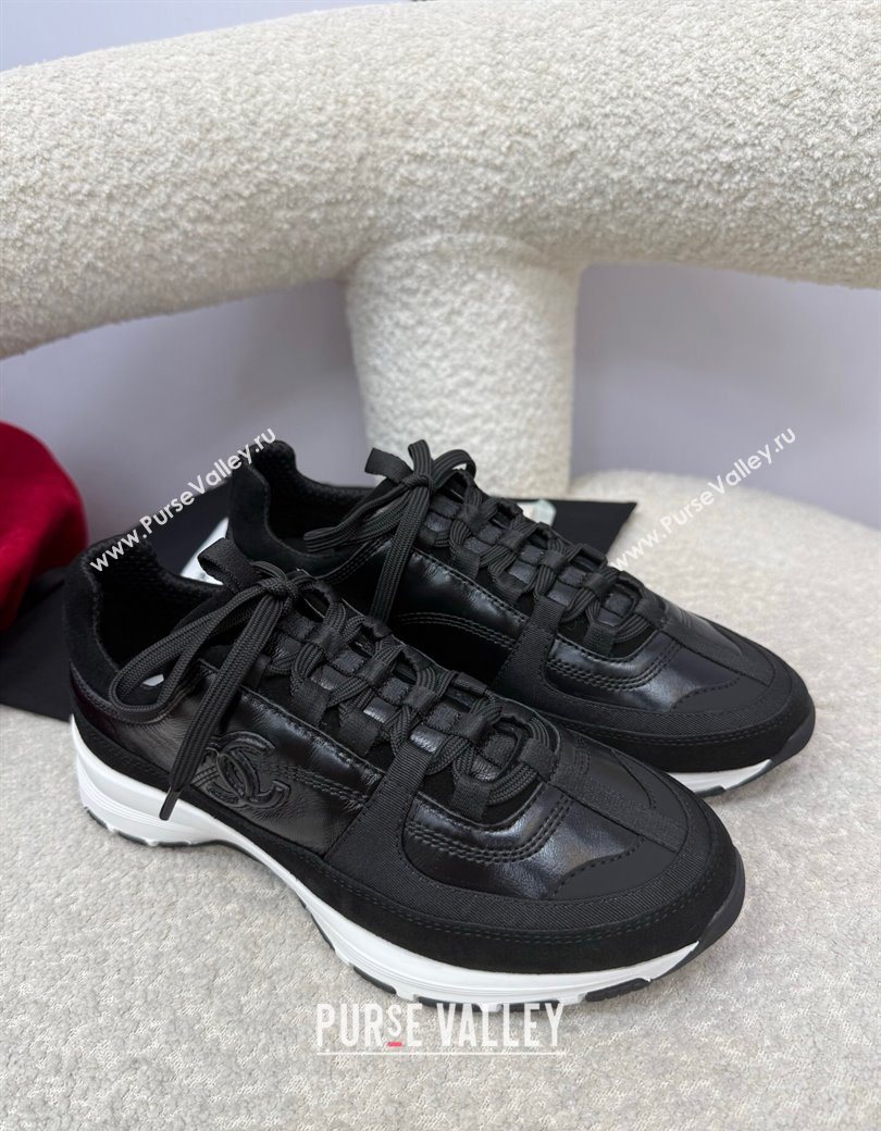 Chanel Shiny Calfskin Suede Sneakers Black 2025 G46609 (SS-250901042)