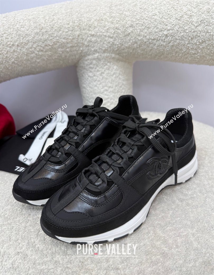 Chanel Shiny Calfskin Suede Sneakers Black 2025 G46609 (SS-250901042)