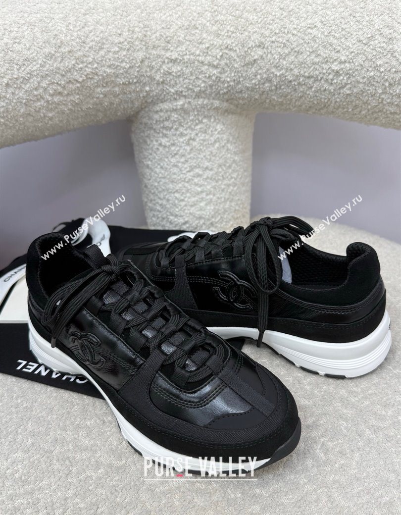 Chanel Shiny Calfskin Suede Sneakers Black 2025 G46609 (SS-250901042)